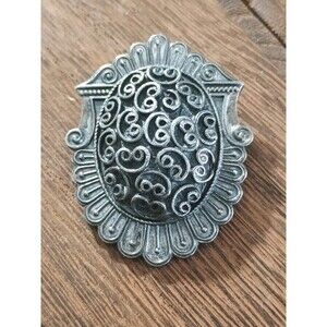 Scroll Etched Sterling Silver Vintage Brooch Tested